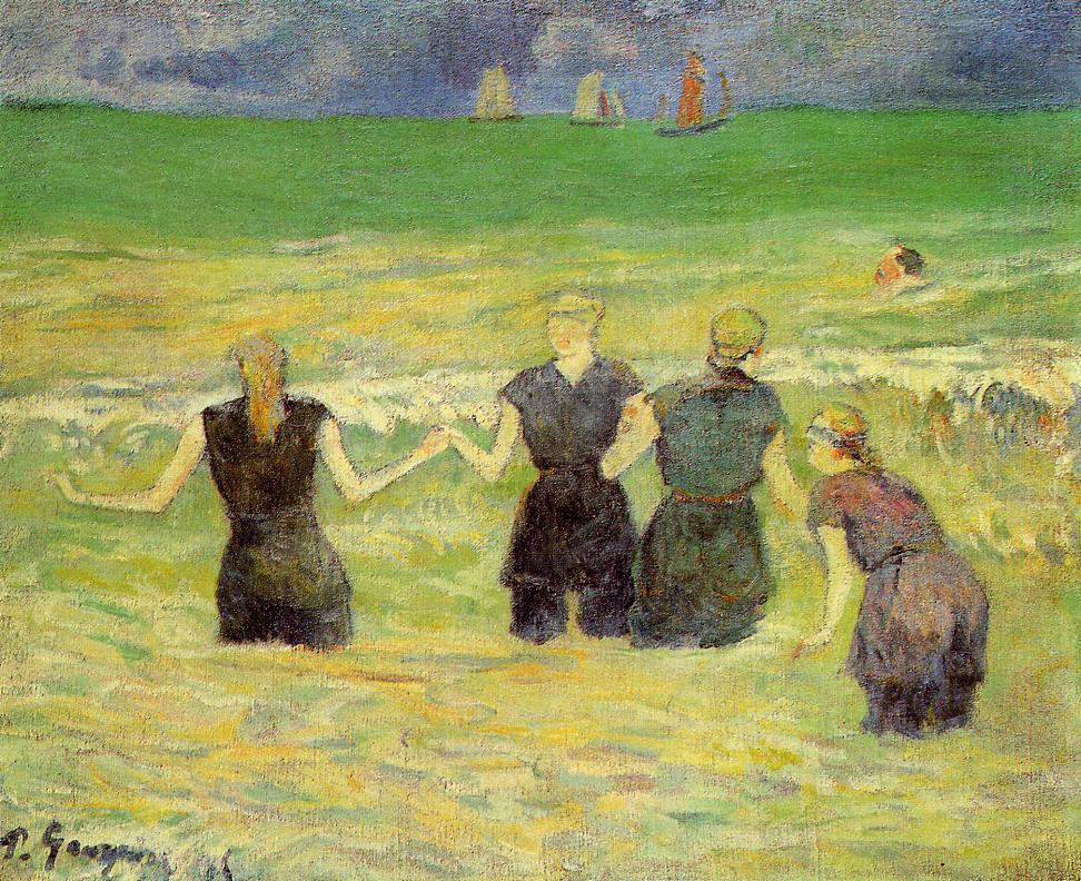 Women Bathing, Dieppe - Paul Gauguin Painting